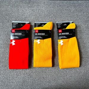 Lot of 3 UA Soccer Adult Over the Calf Socks Orange and Yellow NWT